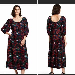 RACHEL COMEY x TARGET Kodak Red Floral Print Volume 3/4 Sleeve Dress-6 NWT